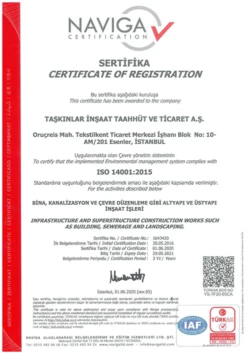 ISO 14001:2015 belgesi
