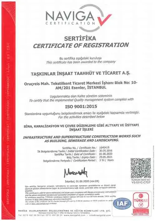 ISO 9001:2015 belgesi